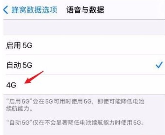 苹果12设置4G网络的方法